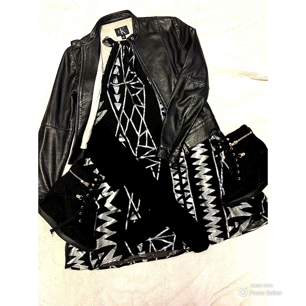 Black / Silver Cocktail Party Dress Medium